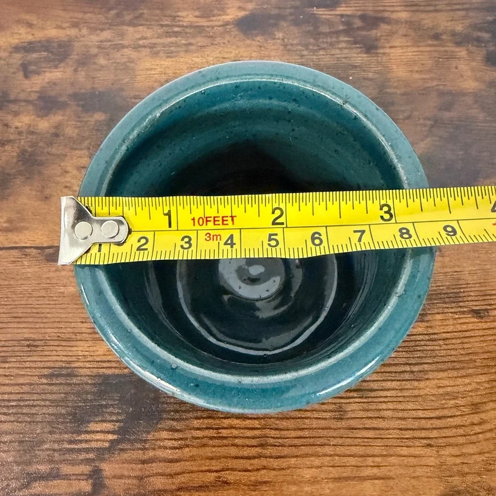 Great Bay Pottery Rye NH Stoneware Crock Blue Floral Teal Cottage Utensil Holder